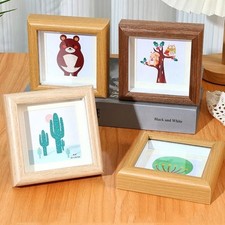 Wooden Mini Photo Frame 4inch Photo Card Holder Quality Mini Square Frame  Home