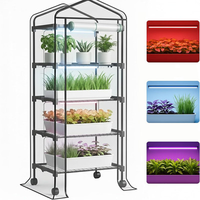Mini Indoor Greenhouse with Grow Light - Portable Outdoor for Plants Green House
