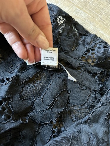 Diane von Furstenberg DVF Sheer Lace Blouse Black Sz 6 Button Front Goth vamp - Picture 15 of 15