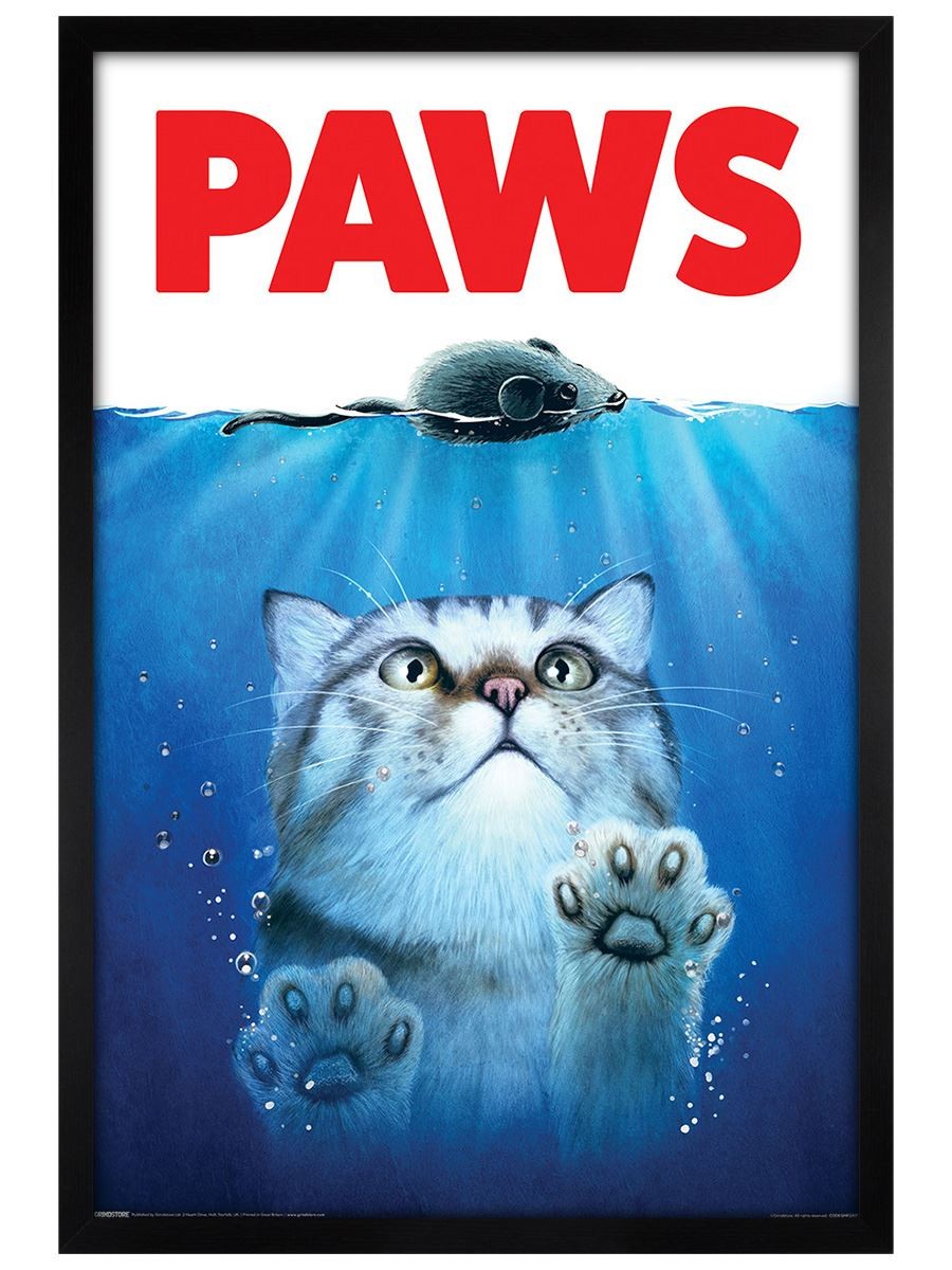 Horror Cats Paws Maxi Poster - Black Wooden Framed