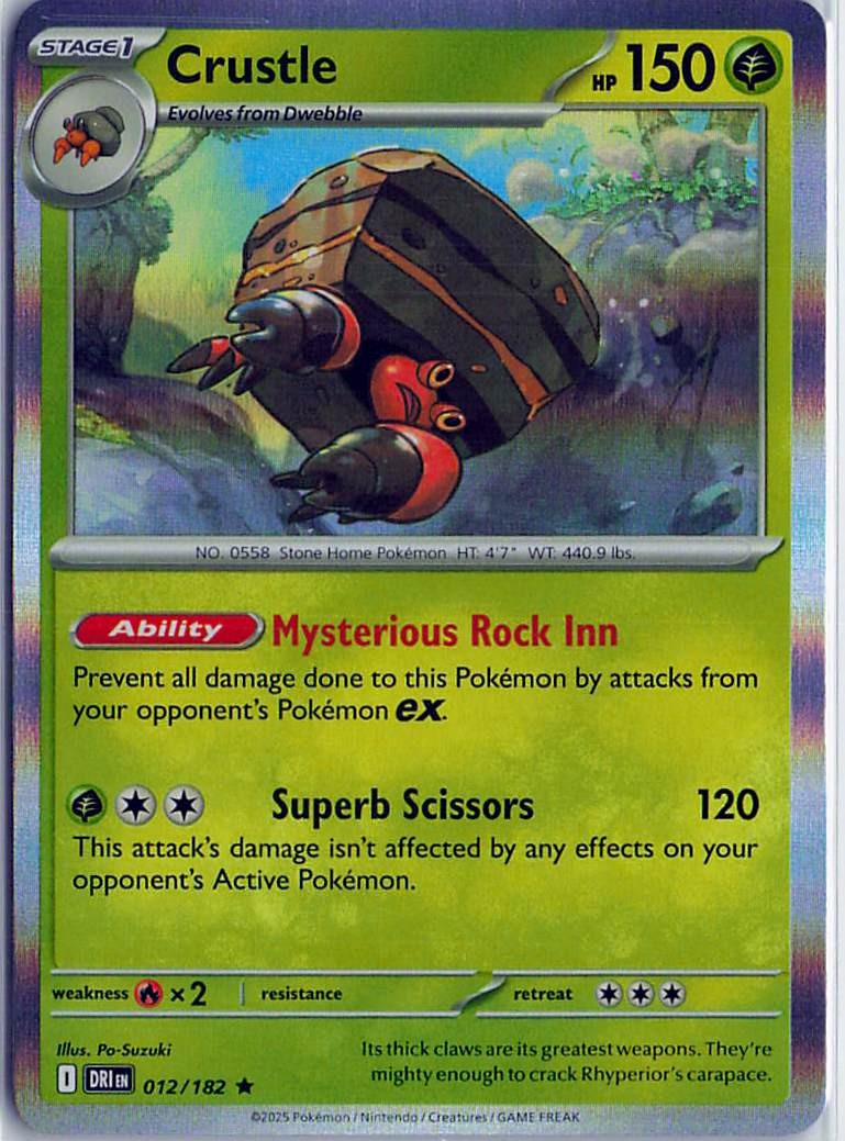Crustle 012/182 Rare Destined Rivals Pokemon Holo Near Mint