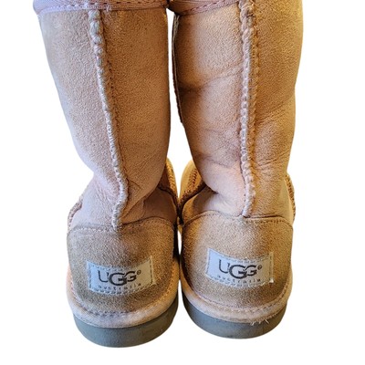 UGG BOOTS F3009C PINK Suede LINED PULL ON  CLASSIC - SZ. 5, Sheepskin Linning