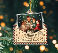 Personalized Family Photo Ornament 2025, Custom Christmas Envelope Ornament