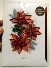 1 Hallmark Signature Card High Quality Christmas Quilling Red Poinsettia