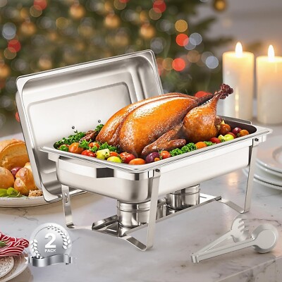 8Qt Buffet Stainless Steel Chafer Set of 2   Catering Warmer for Parties