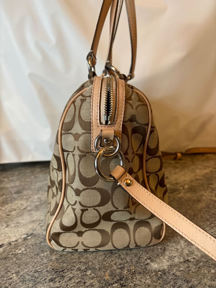 COACH KHAKI SIGNATURE PYTHON STRIPE SATCHEL 27364 HANDBAG COACH KHAKI SIGNATURE PYTHON STRIPE SATCHEL 27364 HANDBAG