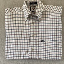 Faconnable Designed France Button Collar Plaid Shirt Made In USA Mens S Vintage