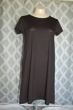Womens BLACK KNIT S/S SHIFT SHIRT DRESS Strappy Criss Cross Low Back S M L XL