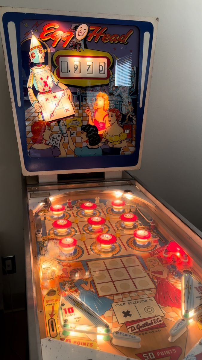 Vintage 1961 Gottlieb EGG-HEAD TIC TAC TOE EM Pinball State Relay