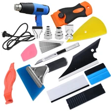 Car Window Tint Wrapping Vinyl Tools+Squeegee Scraper+Applicator+Heat Gun Kits