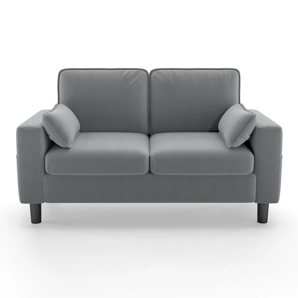 Sofá sofá Loveseat con asiento profundo y fundas extraíbles, gris Foto 4 de 4