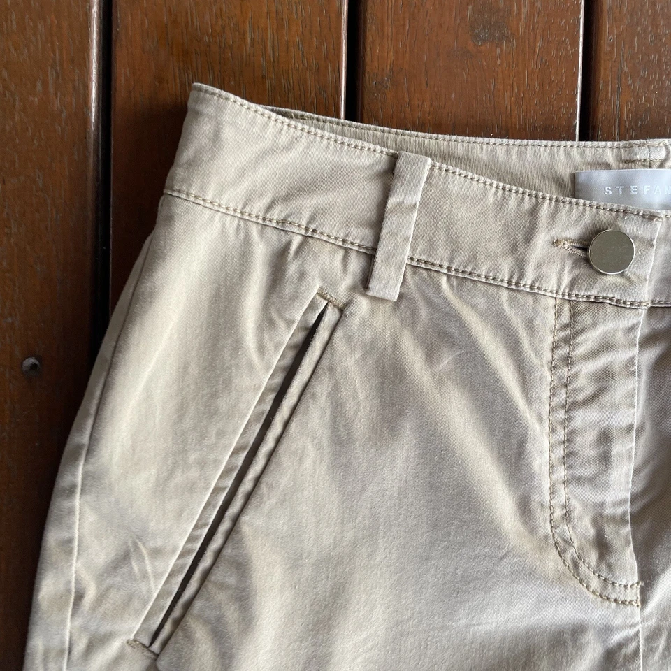 Pantalones cargo rectos informales Stefanel talla 8 EU 34 marrón beige Foto 4 de 4
