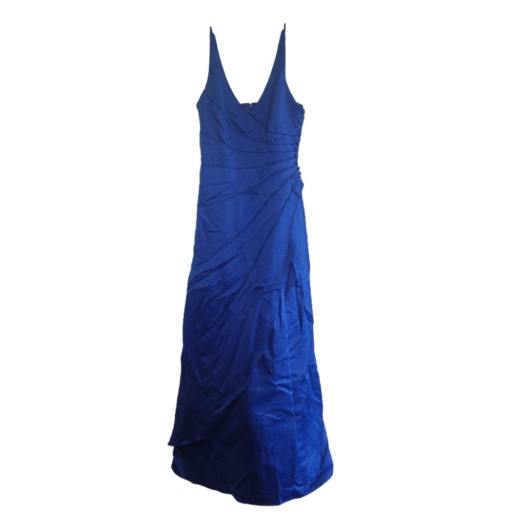 Niki Lavis Women's Royal Blue Poly Satin Ball Gown w Shawl