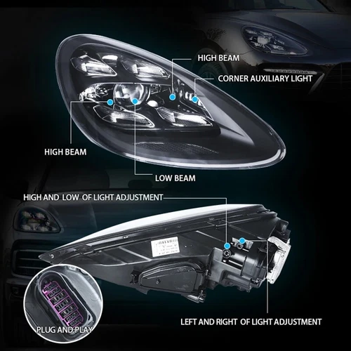 LED DRL Headlight For Porsche Cayenne 2011-2018 LED Front Turn Signal Assembly - Picture 4 of 11