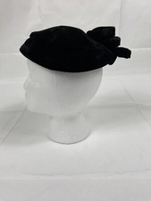 Vintage Nell New York Black Velvet Hat Cap Church Evening Out 50s/60s 