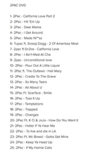 2PAC 25 MUSIC VIDEOS DVD TUPAC ft. California Love 1 & 2, Dear Mama, Hail Mary