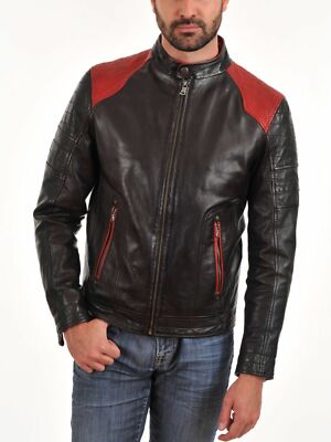 Men's Black Designer Jacket 100% Genuine Leather Motorcycle Biker Casual Coat