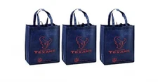 3 Houston Texans Reusable Shopping Grocery Tote Gift Bags - Go Green NEW