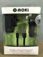 New Sealed Moki Micro USB Syncharge Cable Car Wall Dual USB Rapid Charge Pack