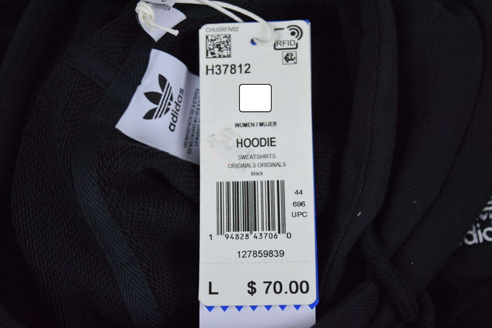 NWT Womens Adidas Satin Adicolor Hoodie Sweatshirt sz S-L Black H37812  cropped | eBay