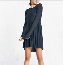 Urban Outfitters Kimchi Blue XS Fit & Flare Blue Skater Dress Long Sleeve Knit