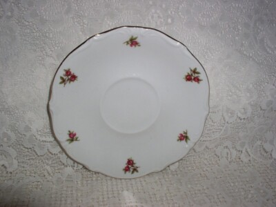 Bavaria West Germany Tapestry Pink Rose Scalloped Edge Saucer Cup Plate