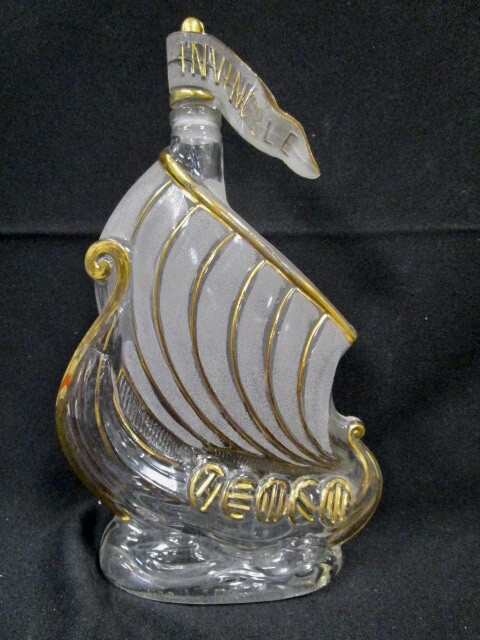 Cognac Larsen INVINCIBLE Glass Sailing Ship Shaped Bottle Cognac Larsen INVINCIBLE Glass Sailing Ship Shaped Bottle
