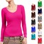 NE PEOPLE Women's Lightweight Long Sleeve Thermal Shirt - Stretch V-Neck Basic Top In White, Sizes S-M-L