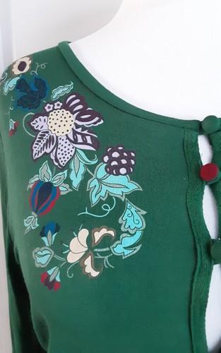 Joe Browns Green Button Top Floral Patterned Boho Hippy Peasant 14 - Picture 3 of 7