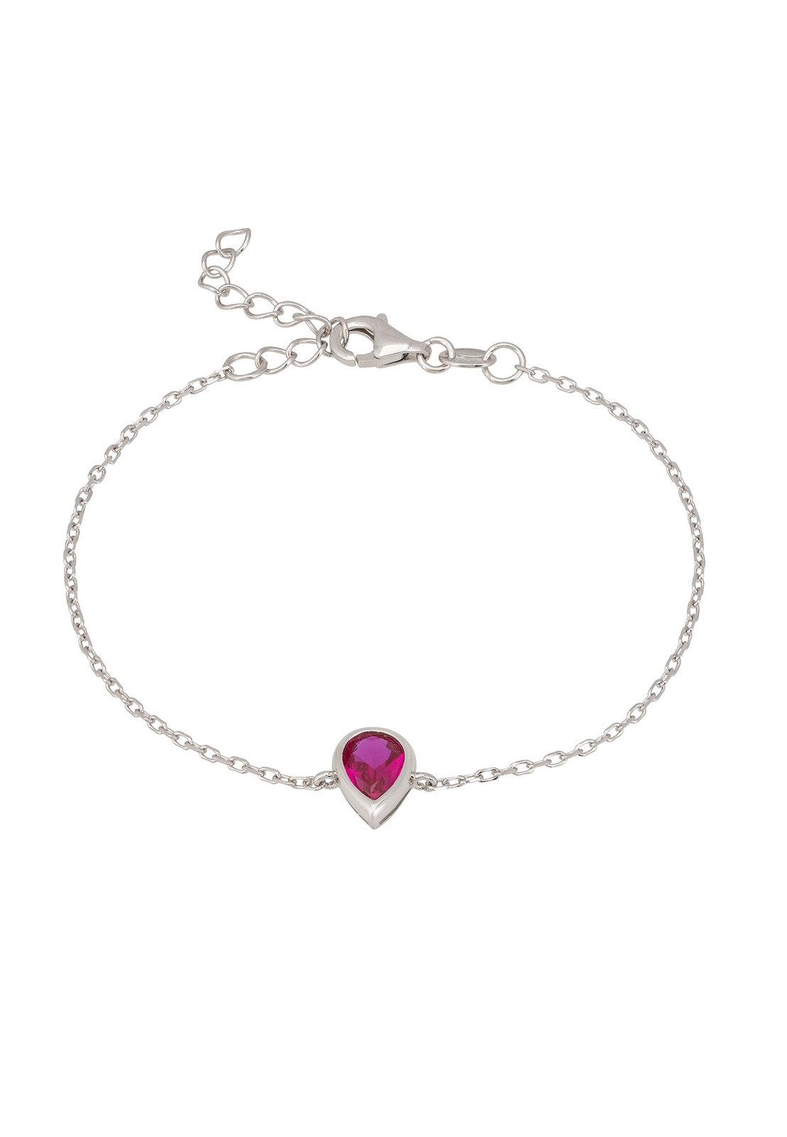 Harriett Mini Lacrima Rubino Braccialetto Argento