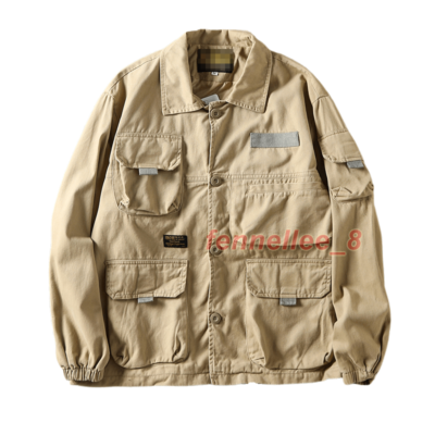 Mens Japanese Multi Pockets Cargo Jacket Urban Outdoor Work Coat