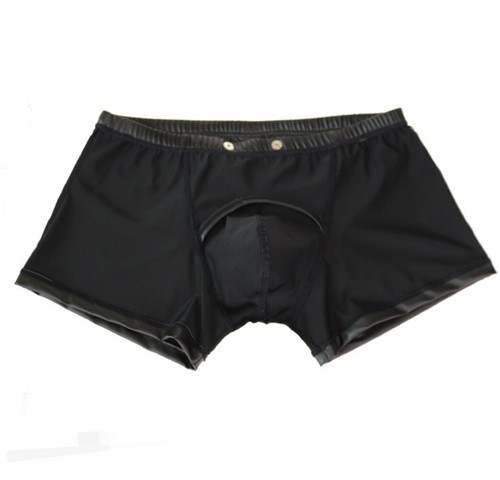 Men's Faux Leather Boxer Briefs Wet Look Trunks Underwear Lingerie Clubwear AU - Picture 15 of 31