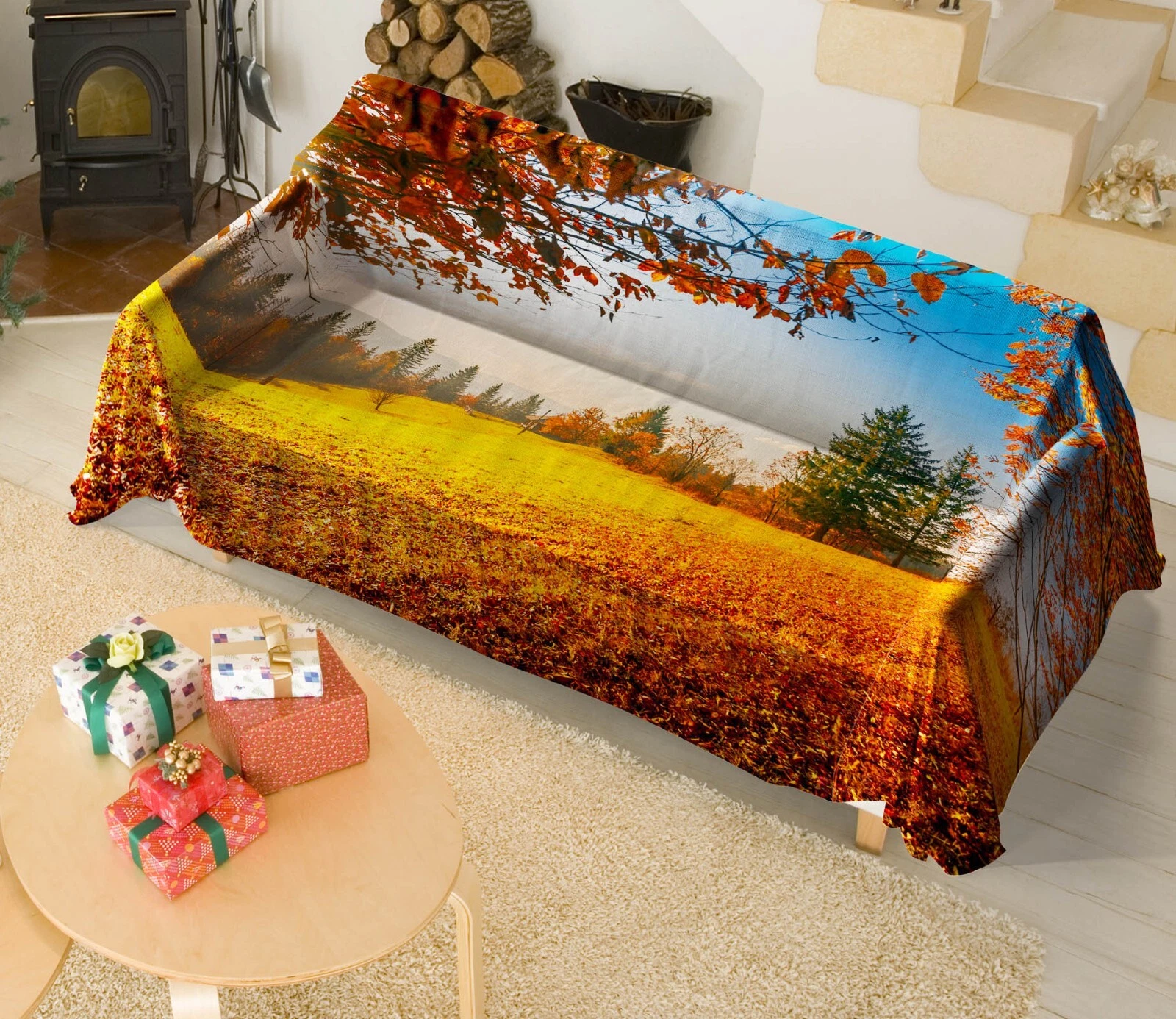 3D Autumn View N274 Sofa Cover High Stretch Lounge Slipcover Protector Couch Eve