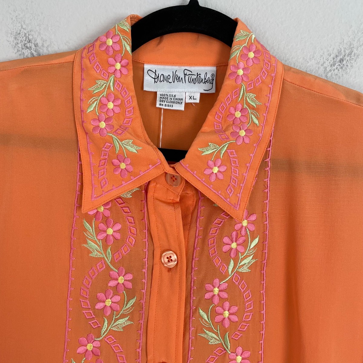 Vintage Diane Von Furstenberg Womens XL Embroidered 100