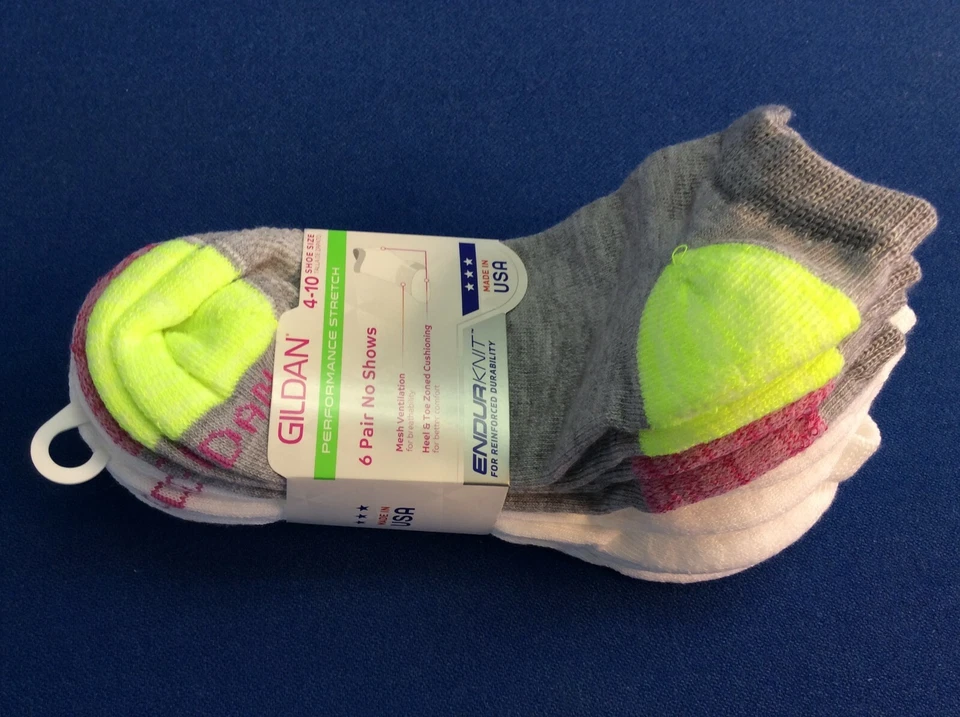 Meias femininas: Gildan Performance Stretch tornozelo ou no show, preto ou branco 6 peças - Imagem 4 de 4