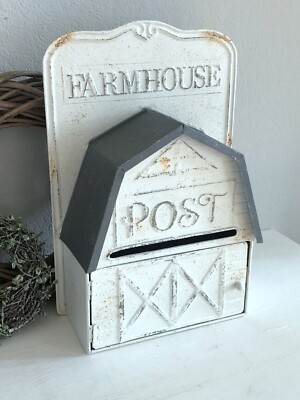 CLAYRE & EEF, Shabby Deko  Briefkasten Briefbox FARMHOUSE, Weiß - Grau Patina
