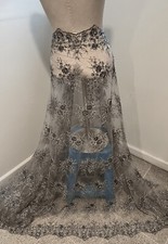 SILVER Beaded Sequins Embroidery Bridal Lace Fabric 50 Width 1 Yard