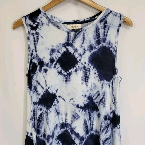 Style & Co Flip Flop Blue Tie Dye Sleeveless Tank Dress Size Petite Large NWT - Picture 2 of 9