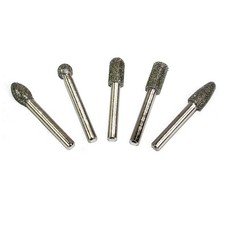 5 PC Diamond Burr Set Die Grinder Bits for Dremel, Drills, Rotary Tools - 1/4" S
