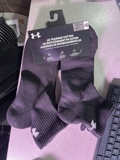 UNDER ARMOUR CUSHIONED QUARTER Unisex Socks 6 Pairs, Cotton BLEND Black - Large,