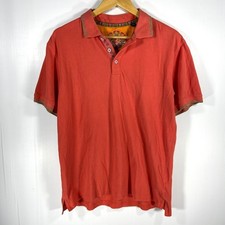 Robert Graham Coral Orange Short Sleeve Polo Shirt Mens Medium