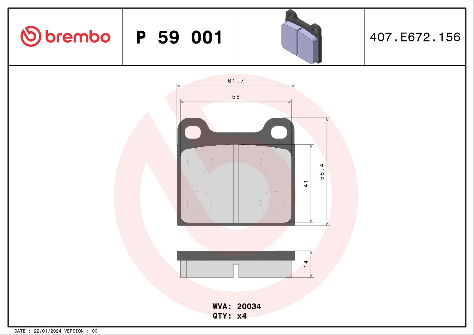 Bremsbelagsatz, Scheibenbremse P 59 001 BREMBO für BMW ALFA ROMEO MERCEDES-BENZ - Bild 3