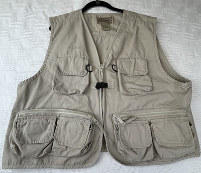 LL Bean Fly Fishing Vest Men XL Ripstop 100% Cotton Hunting Pockets Outdoor Hunt