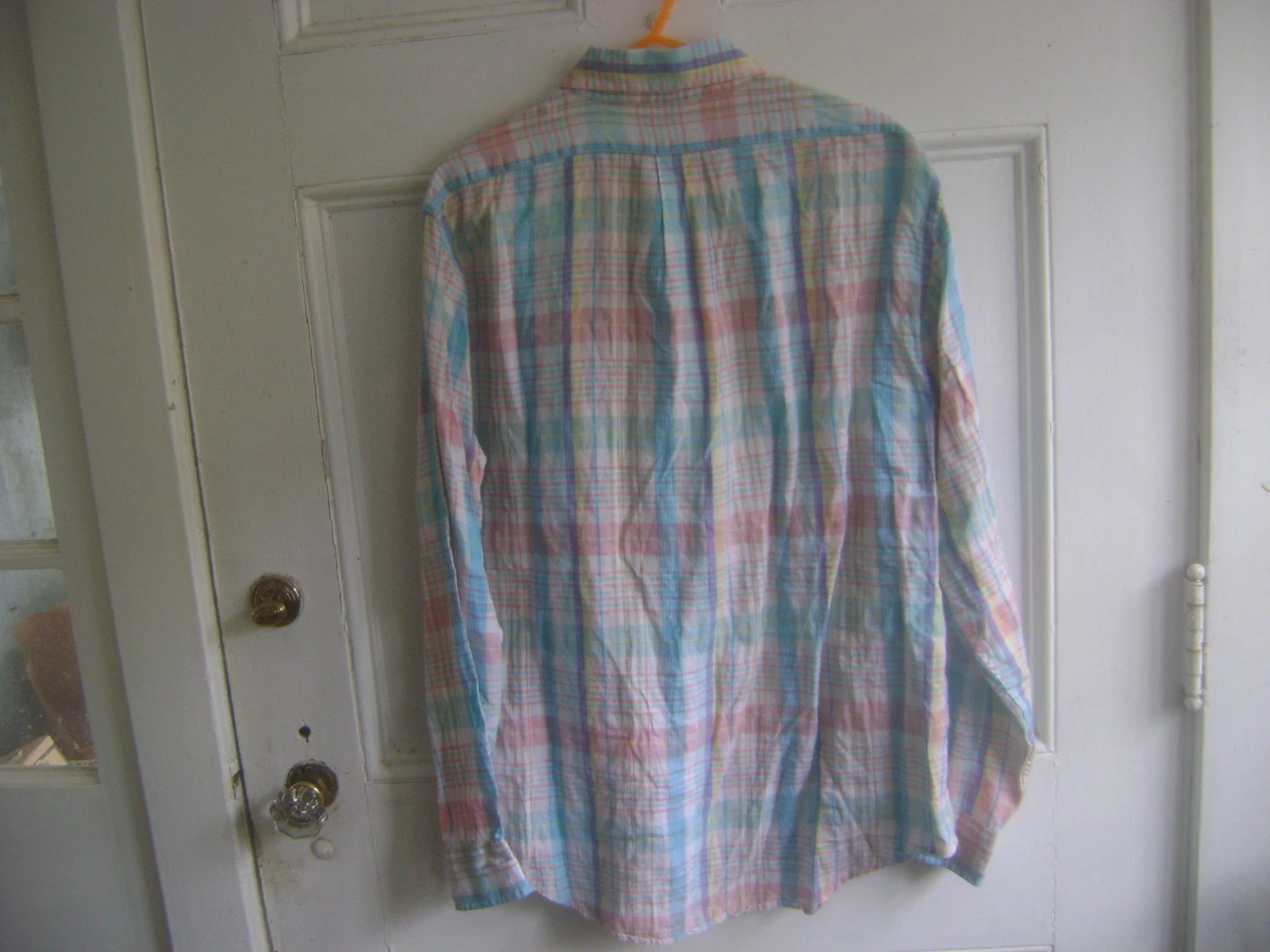 BROOKS LARGE 100% IRISH LINEN ORIGINAL POLO BUTTON DOWN SHIRT; EXC