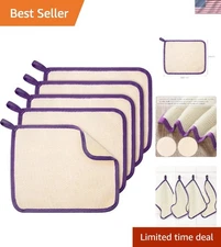 5 Pcs Exfoliating Wash Cloths - Dual-Sided Face & Body Towels, 10.63 x 9.05 Inch