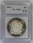 1881-S $1 Morgan Silver Dollar ICG MS65 Colorful Toning