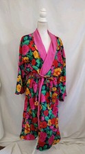 Vintage Victoria's Secret Gold Label Robe Satin Floral Outer Terry Cloth Lining