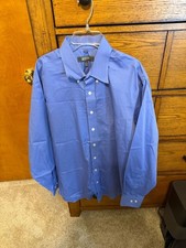 Kenneth Cole Reaction Blue Long Sleeve Non-Iron Dress Shirt Size L 16-16.5 34-35