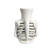 White Flower Container With Rib Cage Outline for Desk Placement