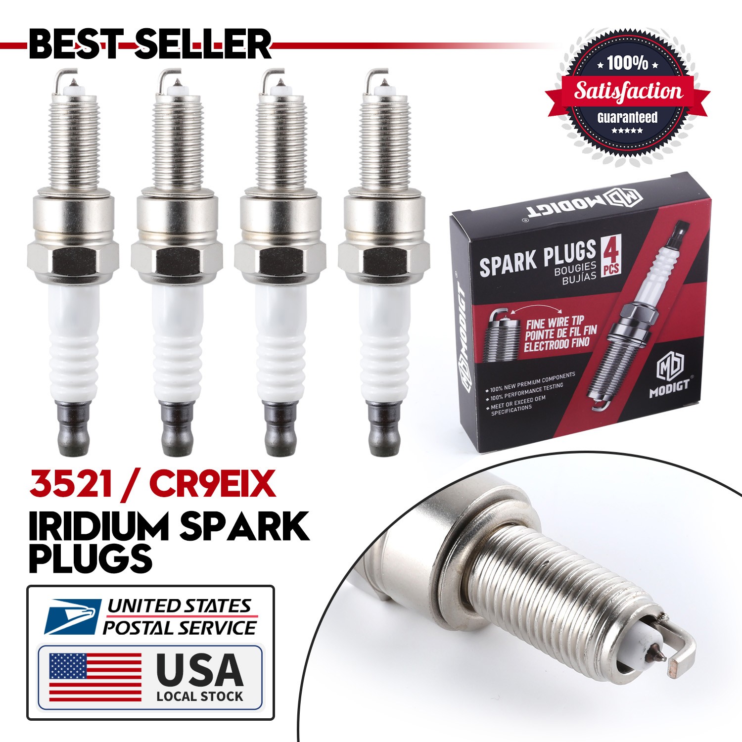 Fit NGK For MV Agusta Brutale 910 R 2007 Spark Plug IX Iridium Box of 4 CR9EIX